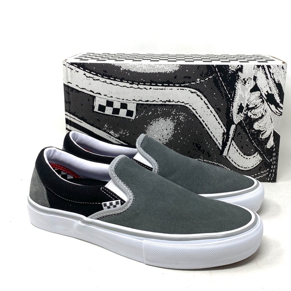 VANS Skate Slip On Shoes Suede Low Top Black Gray For Men Sneakers VN0A5FCAN42 - Picture 2 of 11